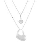 Colar Duplo Ponto De Luz E Coração I love You Em Prata 925 Correntinha Com Zircônia Presente Namorada