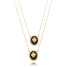 Colar Duplo Resinado Inspiração resinado Banhado a Ouro 18k