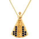 Colar e Pingente Nossa Senhora Aparecida Zircônia Banhada a Ouro 18k