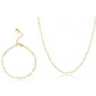 Colar E Pulseira De Corações Folheados A Ouro Semi Joias Colar E Pulseira De Corações Folheados A Ouro Semi Joias