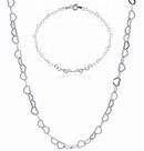 Colar E Pulseira Feminino Choker 50cm Prata 925 Coração R346