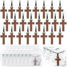 Colar Ecation Wooden Cross Bulk com cartões de oração 48 unidades