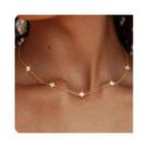 Colar Elegante Feminino Com Zircônia E Flor De Quatro Folhas, Choker Incrustado, Joia Para Festas, Colar Elegante Feminino Com Zircônia E Flor De Quatro Folhas, Choker Incrustado, Joia Para Festas,