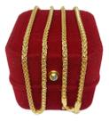 Colar Elo Trançado 3mm Joias Nobre Ouro 45cm Banhado a Ouro