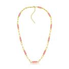 Colar elos com pontos light pink fusion banhado a ouro