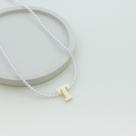 Colar em Cristal com a Letra de Madrepérola 40cm com 5cm de extensor em Prata 925