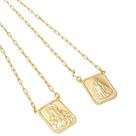 Colar Escapulário Jesus e Nossa Senhora Folheado em Ouro 18K SoftJoias