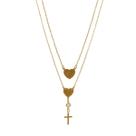 Colar Escapulário Nossa Senhora Aparecida e o Sagrado Coração de Jesus Folheado em Ouro 18K Softjoias