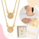 Colar Escapulário Veneziana Banhada a Ouro 18k Medalha de São Bento Feminino