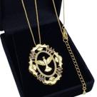 Colar Espírito Santo Cravejado Zirconias Banho De Ouro 18k 4729