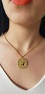 Colar Estilo Moeda Francesa Banhada em Ouro 18k