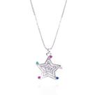 Colar estrela c/ pedras coloridas ródio branco Colar estrela c/ pedras coloridas ródio branco