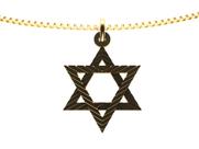 Colar Estrela De Davi De Prata Banhado A Ouro
