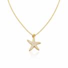 Colar Estrela do Mar Cravejado Zirconia Feminino Banhado a Ouro 18k