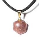 Colar Estrela Hexagonal Pedra Quartzo Morango Pino Dourado