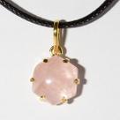 Colar Estrela Hexagonal Pedra Quartzo Rosa Garra Dourado