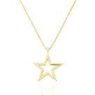 Colar Estrela Vazada Com Zircônias Cristais Banhado a Ouro
