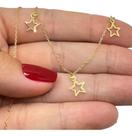 COLAR ESTRELA VAZADA EM OURO 18K/750 - (cod39y) - LONGO - 70CM