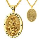 Colar Eusense com pingente de Arcanjo de São Miguel banhado a ouro 14K