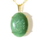Colar Extra Cabochao Pedra Quartzo Verde Montagem Garra Dourado