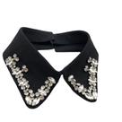 Colar falso, design de strass, vidro preto, diamante, elegante Colar falso, design de strass, vidro preto, diamante, elegante