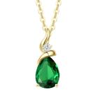 Colar FANCIME Pingente de Esmeralda Criada em Ouro Amarelo 14K