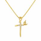 Colar Fé com Micro Zircônia Cristal Banhado a Ouro