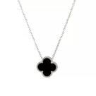 Colar Feminina Choker Aço Inoxidável Trevo Virgínia Antialergico Preto Branco Festa Presente Delicado