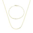 Colar Feminino 45cm Ouro 18k Conjunto Pulseira Piastrine 2mm