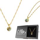 Colar Feminino Aço Banhado Ouro + Caixa + Pingente Strass dourado presente pedrinha mãe social inoxidavel casual