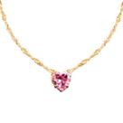Colar Feminino Aço Inox Banhado Ouro + Strass Pingente presente qualidade premium coração moda delicado