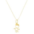 Colar Feminino Americana 40cm De Ouro 18k Com Pingente Filho