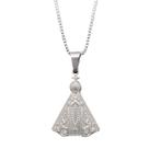 Colar feminino antialérgico nossa senhora prateado inox ns2