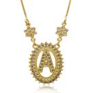 Colar Feminino Banho Ouro 18 Pingente Letras Nome Letra C80