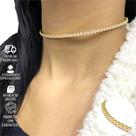 Colar Feminino C/ Pedras Rosas Banhada Ouro 24k C/ Garantia