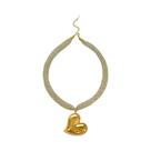Colar Feminino Com Pingente De Concha Em Formato De Coração Banhado a Ouro, Corrente De Malha De Aço