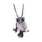 Colar Feminino Com Pingente De Coruja Em Ametista Natural E Quartzo Rosa - Pedra De Cura