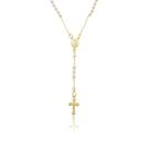 Colar Feminino com Pingente de Cruz Terço Banhado a Ouro 18k