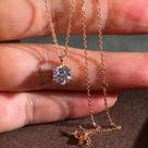 Colar Feminino Com Pingente Solitário De Seis Garras Em Prata E Ouro Rosê Com Zircônia Cúbica
