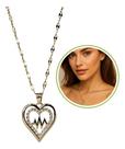Colar Feminino Coração Com Batimento Banhado Ouro Cravejado