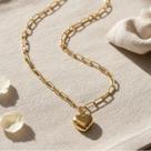Colar Feminino Coração Liso Dourado Aço Inox 316L