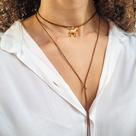 Colar Feminino Country Cordão de Courinho de Amarrar Ajustável com Pingente de Mula e Metais Banhados a Ouro 18k