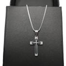 Colar feminino crucifixo prateado antialérgico cruz cp1110