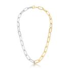 Colar Feminino Dois Tons Elos Ovais Prata Ouro Antialérgico