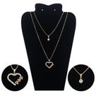 Colar Feminino Duplo Dourado Folheado a Ouro 18k 3 Corações