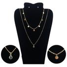 Colar Feminino Duplo Dourado Folheado a Ouro 18k 7 Bolas