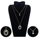 Colar Feminino Duplo Dourado Folheado a Ouro 18k Duplo Oval