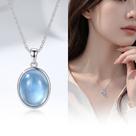 Colar Feminino Duplo Pingente Azul Prata 925 de lei Banhado Elegante Diário
