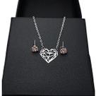 Colar feminino e brinco em inox com pingente de coração 48cm corrente elo cj459 cordão kit conjunto