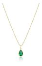Colar Feminino em ouro 18K 750 40cm + Pingente Ponto de Luz Verde Esmeralda